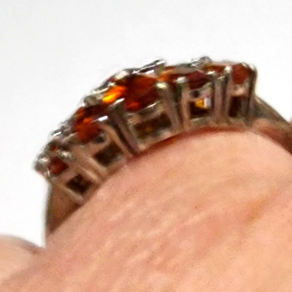 Sterling Silver Dark Orange Garnet Ring - Picture 7 of 9